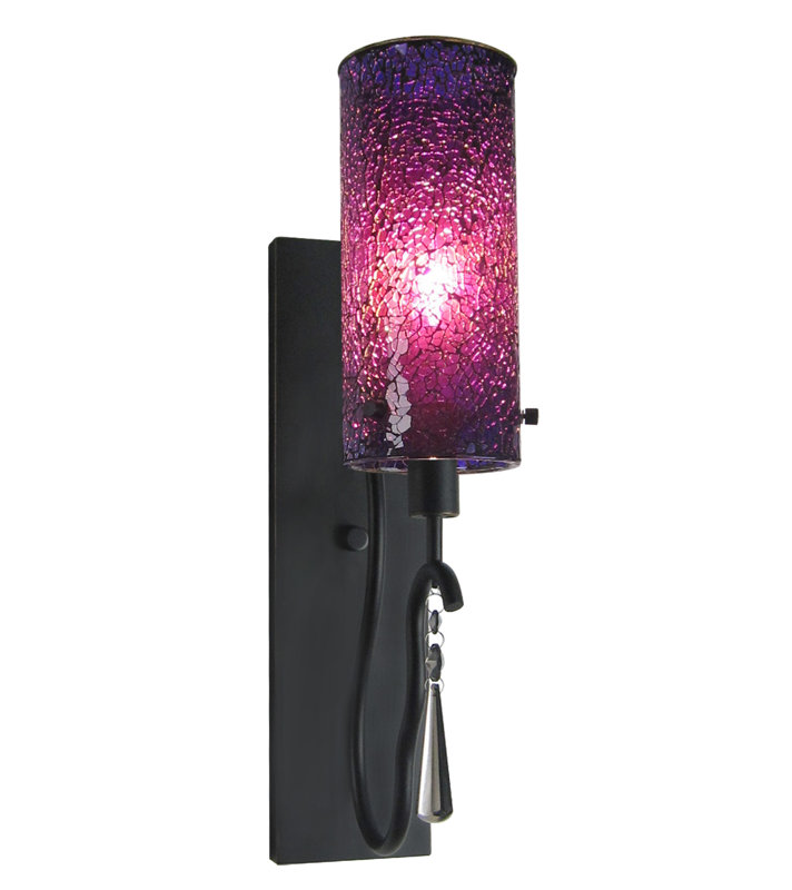 Elegant Satin Nickel Dimmable Sconce with Purple Glass Shade