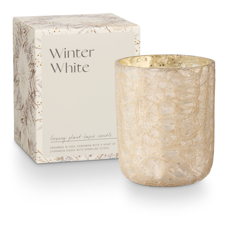 Winter White Soy Scented Crackle Glass Candle