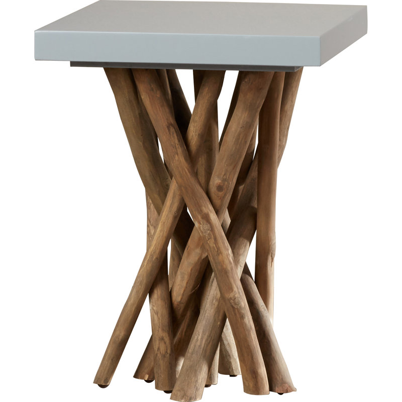 Hartwick Transitional Square Gray Teak Branch Side Table
