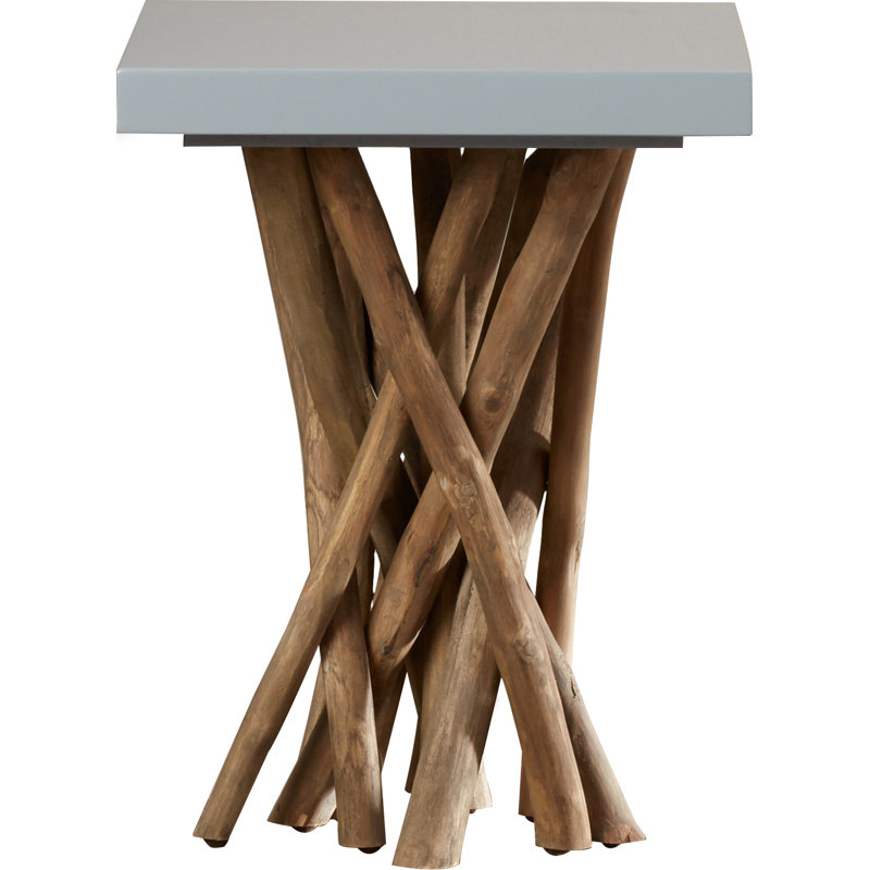 Hartwick Transitional Square Gray Teak Branch Side Table