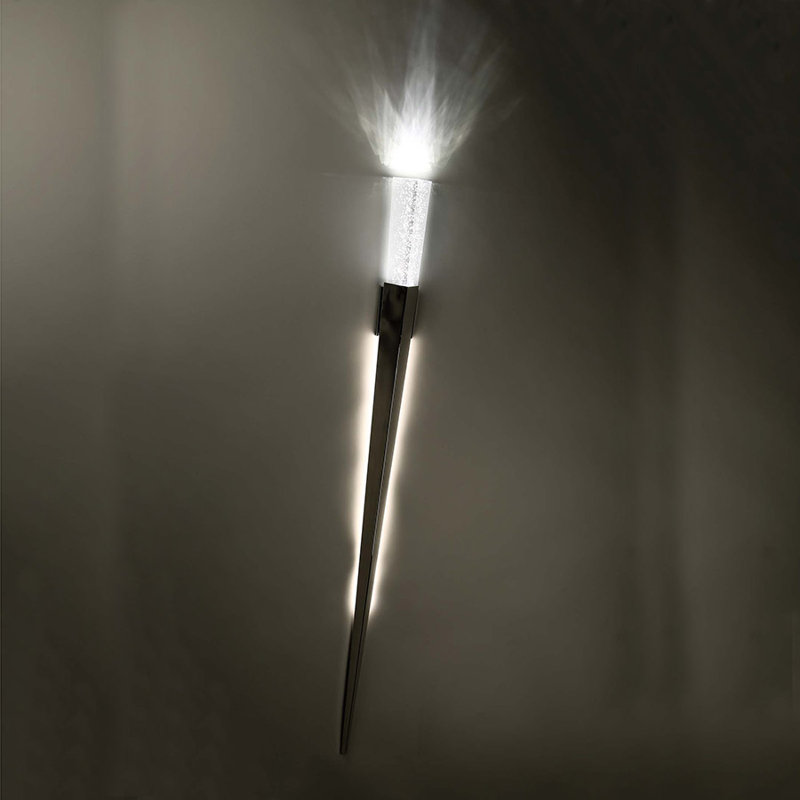 Elessar 70" Polished Nickel LED Wall Sconce with Clear Seeded Glass