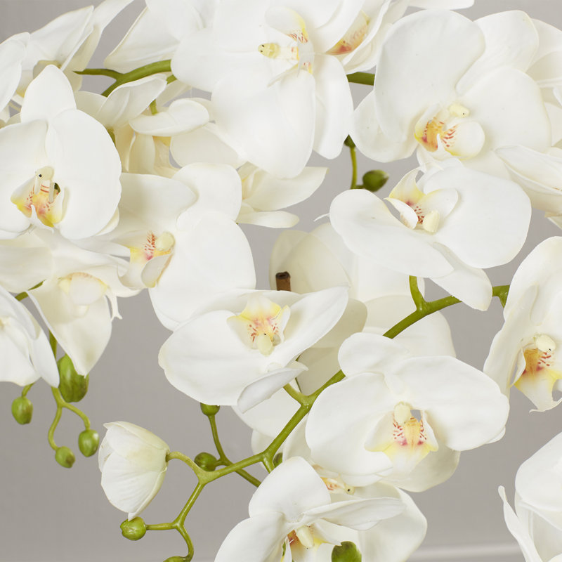 White Orchid Faux Potted Plant for Outdoor Tabletop