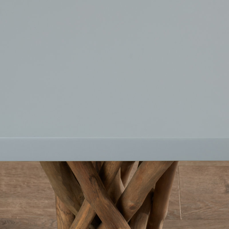 Hartwick Transitional Square Gray Teak Branch Side Table