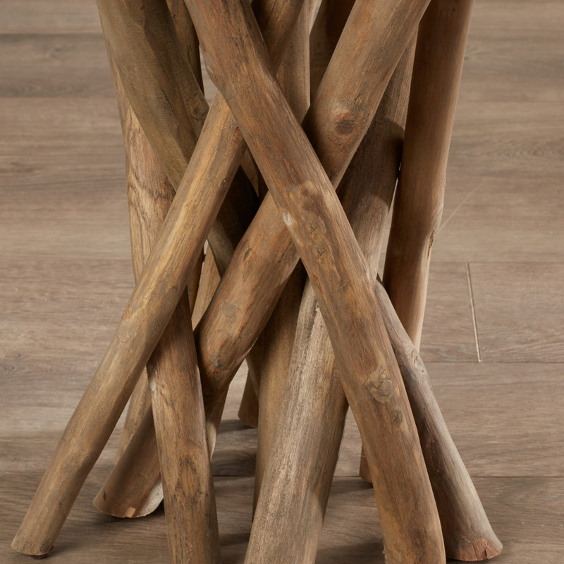Hartwick Transitional Square Gray Teak Branch Side Table