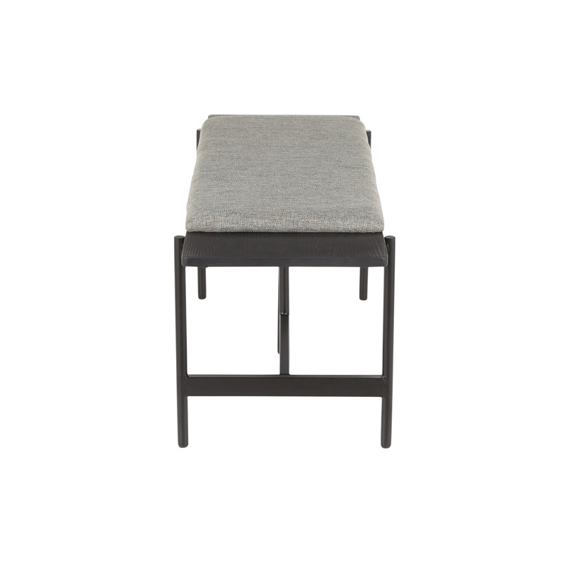 Chloe Contemporary 47.5" Grey Fabric and Black Metal Bench