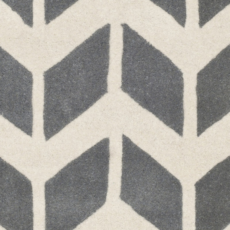 Hand-Tufted Chevron Wool Rug in Dark Grey/Ivory, 8' x 10'