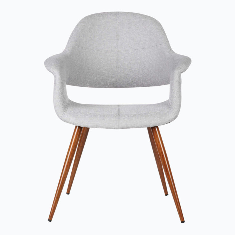 Mid-Century Gray Upholstered Wood Arm Chair 25"W