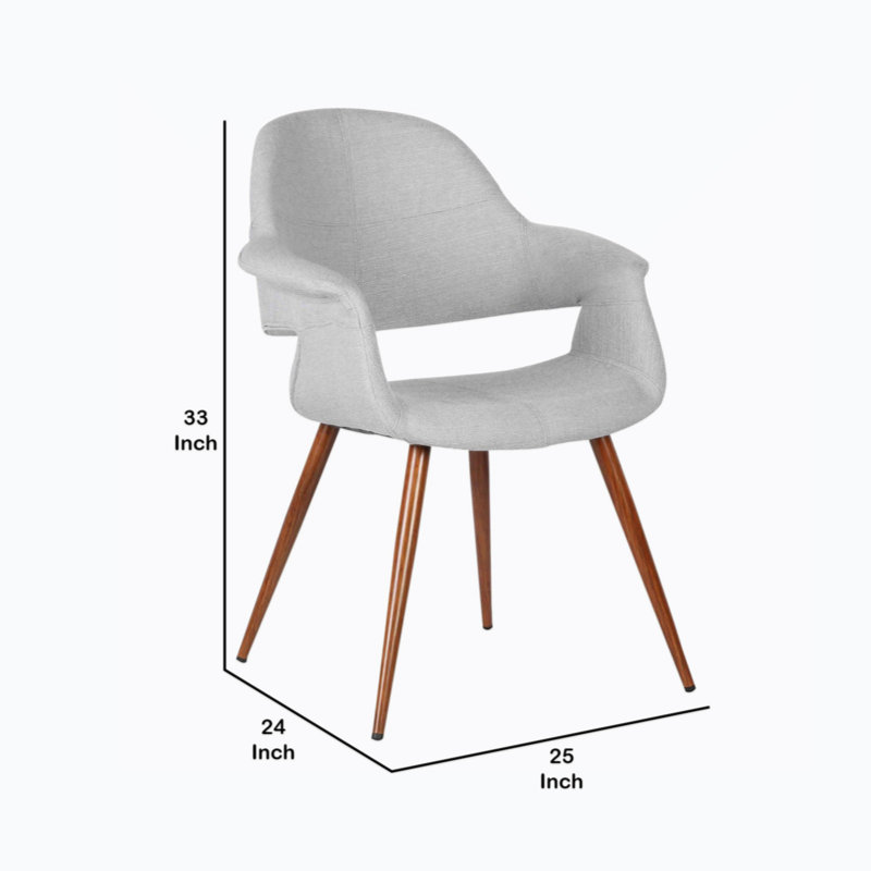 Mid-Century Gray Upholstered Wood Arm Chair 25"W