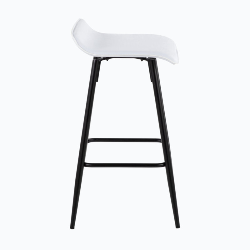 Ale 26" White Faux Leather and Black Steel Counter Stools - Set of 2