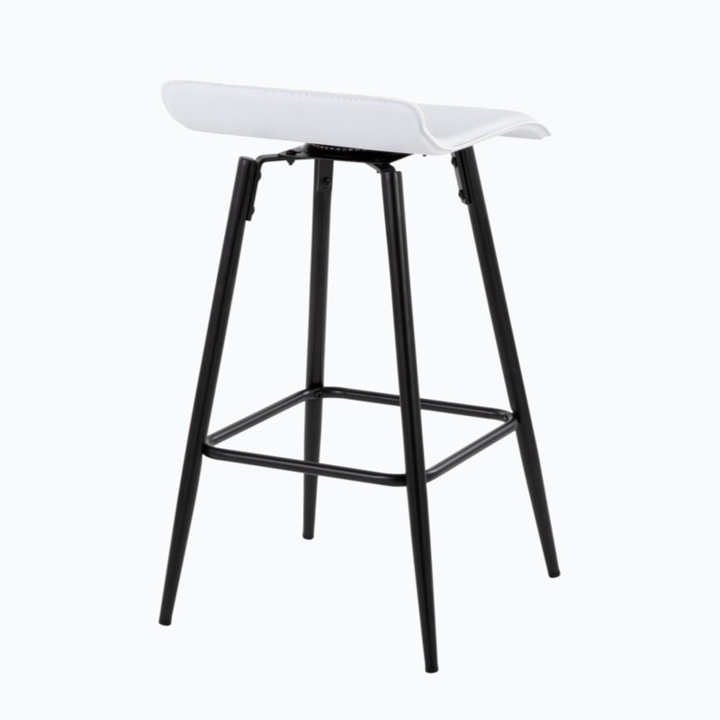Ale 26" White Faux Leather and Black Steel Counter Stools - Set of 2
