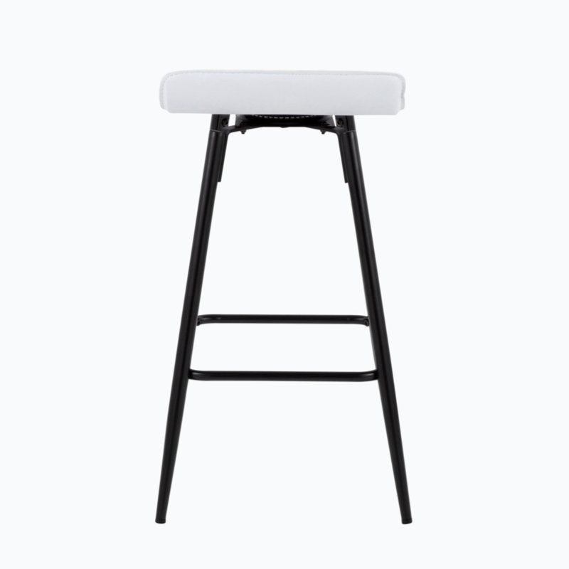 Ale 26" White Faux Leather and Black Steel Counter Stools - Set of 2
