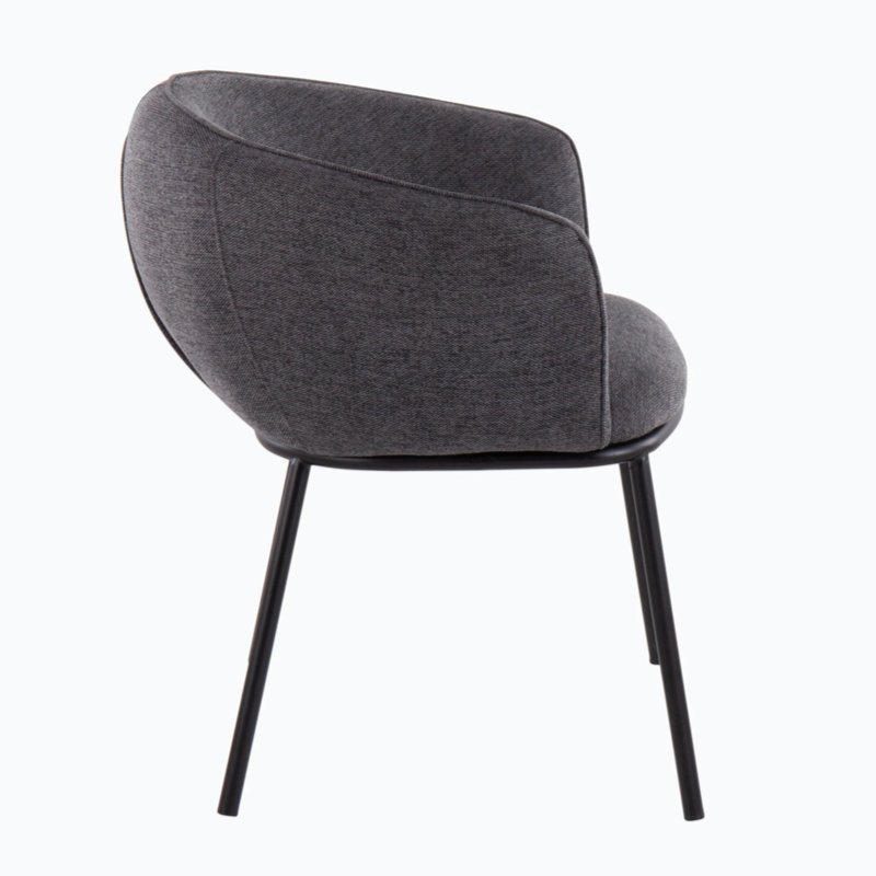 Ashland Contemporary Charcoal Fabric Upholstered 24.5" Arm Chair with Black Metal Frame