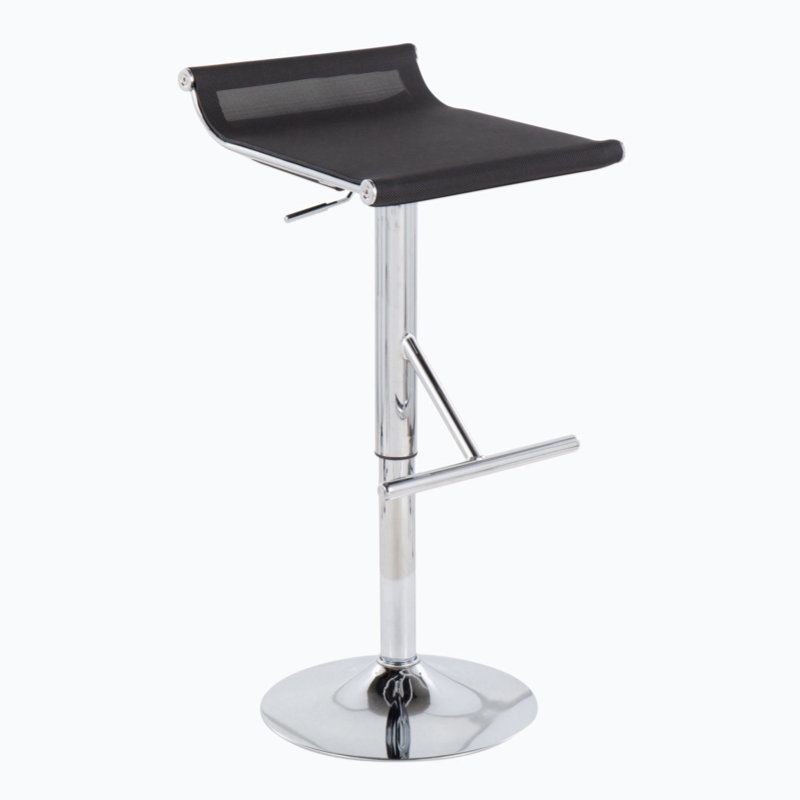 Sleek Mirage Swivel Adjustable Metal Bar Stool in Black