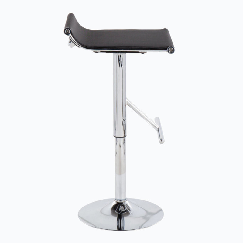 Sleek Mirage Swivel Adjustable Metal Bar Stool in Black