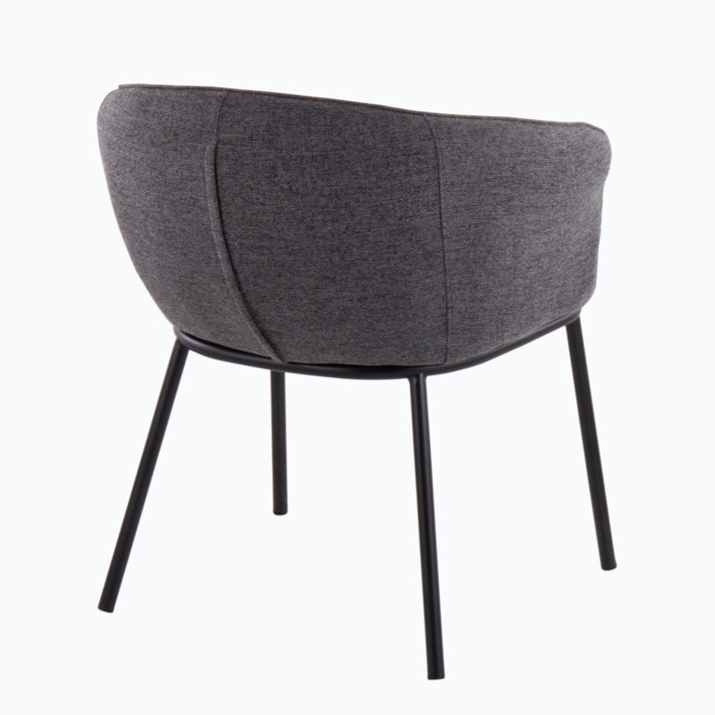 Ashland Contemporary Charcoal Fabric Upholstered 24.5" Arm Chair with Black Metal Frame
