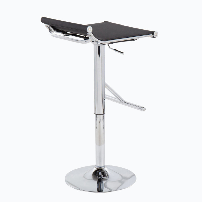Sleek Mirage Swivel Adjustable Metal Bar Stool in Black