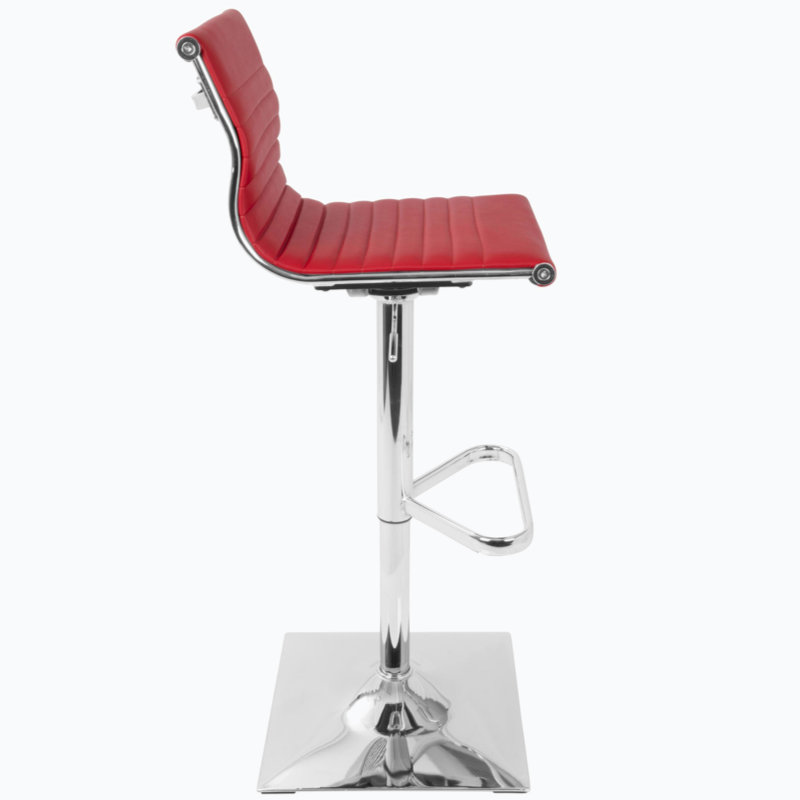 Contemporary Red Faux Leather Adjustable Swivel Barstool 20"