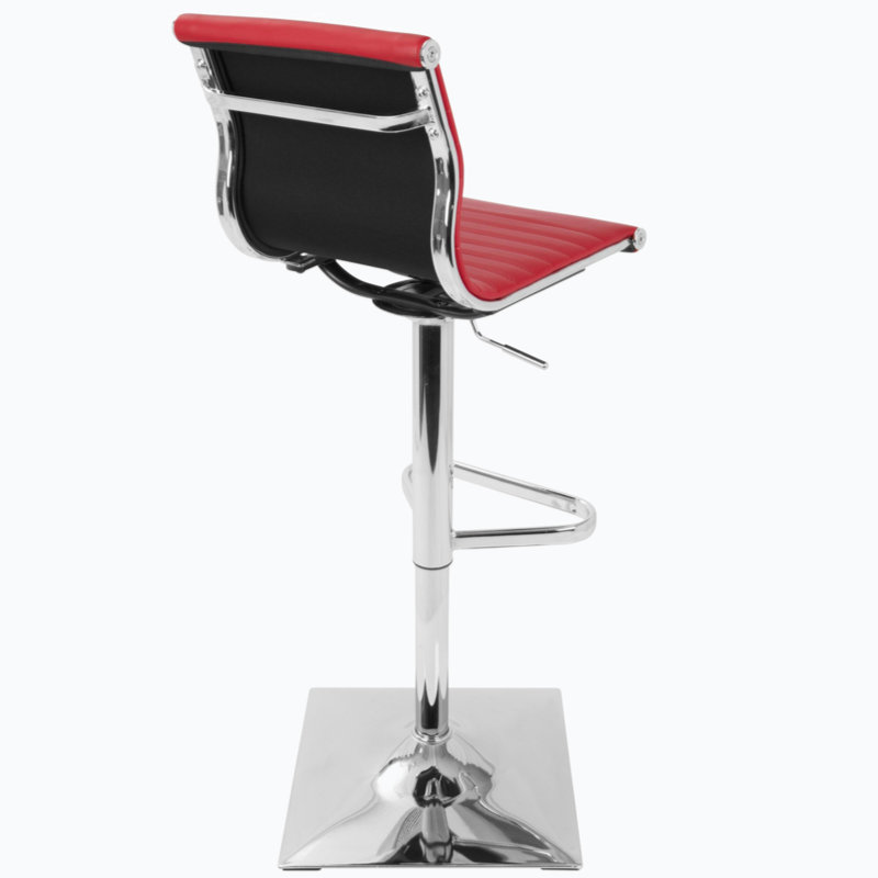 Contemporary Red Faux Leather Adjustable Swivel Barstool 20"