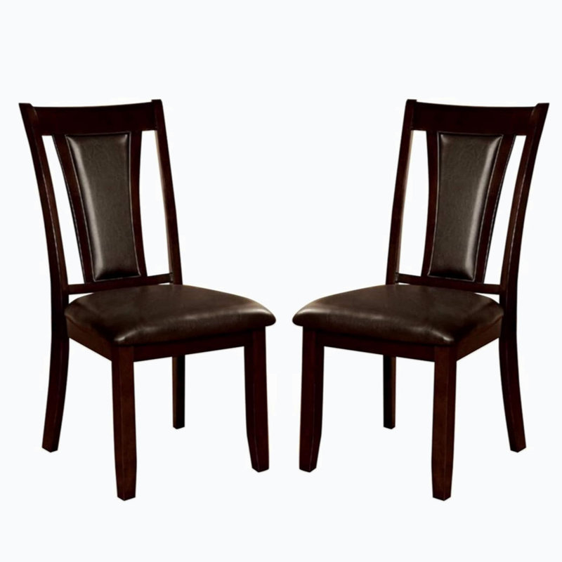 Espresso Faux Leather Upholstered Side Chair with Wooden Legs