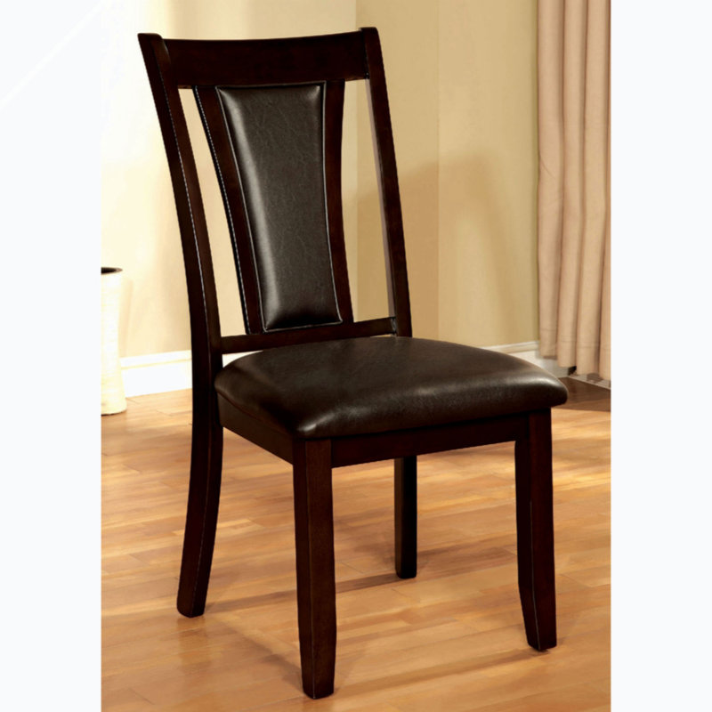 Espresso Faux Leather Upholstered Side Chair with Wooden Legs