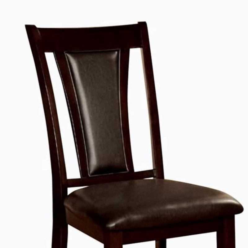 Espresso Faux Leather Upholstered Side Chair with Wooden Legs