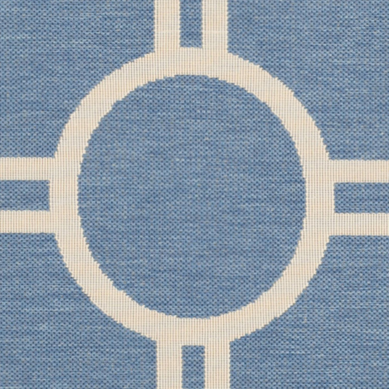 Courtyard Ariel Easy-Care Blue & Beige 7'10" Square Indoor/Outdoor Rug