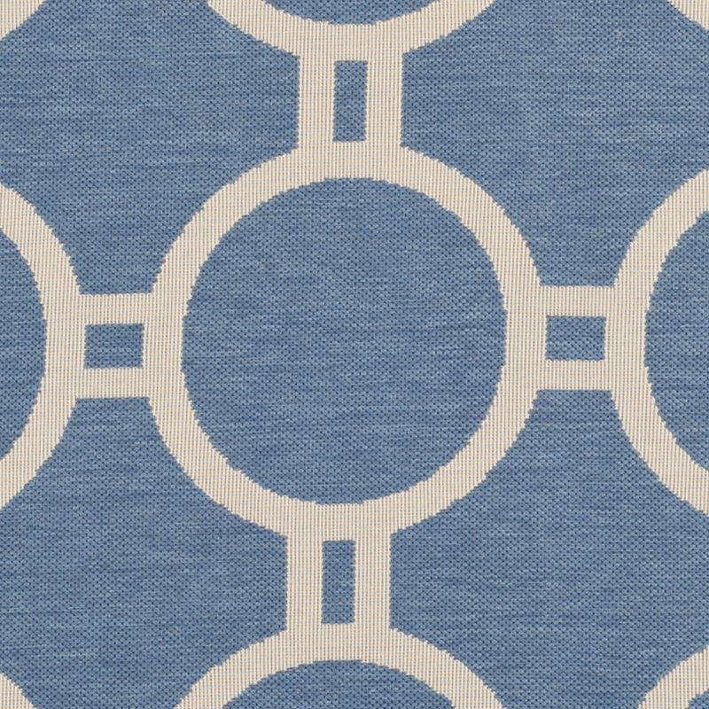 Courtyard Ariel Easy-Care Blue & Beige 7'10" Square Indoor/Outdoor Rug