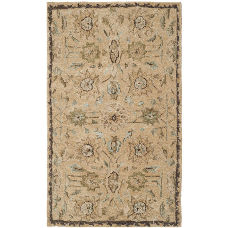 Taj Mahal Taupe Multicolor Wool Handmade Rug