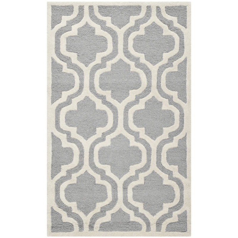 Silver and Ivory 9' x 12' Hand-Tufted Wool Rectangular Rug