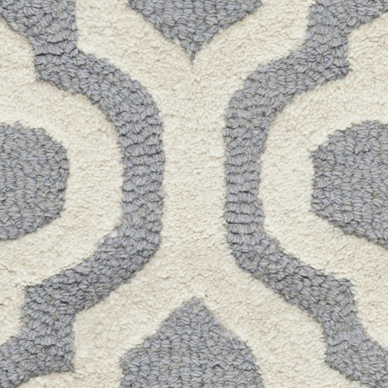 Silver and Ivory 9' x 12' Hand-Tufted Wool Rectangular Rug