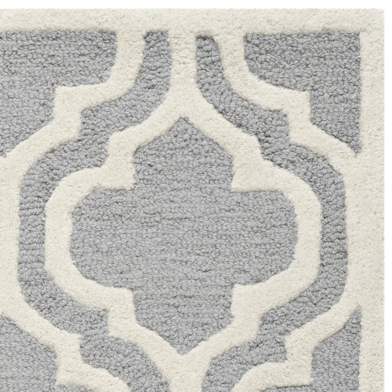 Silver and Ivory 9' x 12' Hand-Tufted Wool Rectangular Rug