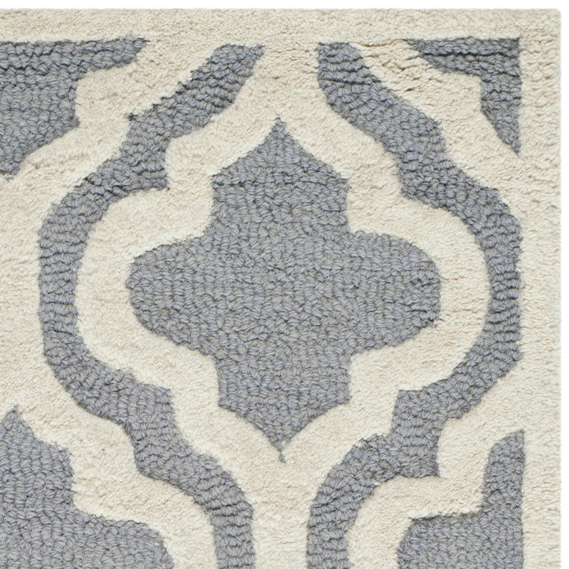 Silver and Ivory 9' x 12' Hand-Tufted Wool Rectangular Rug