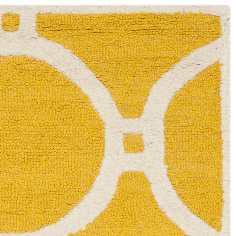 Handmade Cambridge Gold & Ivory Square Wool Rug 2' x 3'