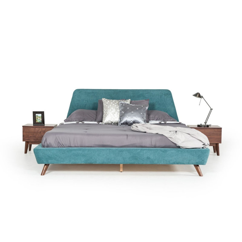 Sleek Mid-Century Modern Walnut Veneer Nightstand with Tapered Legs