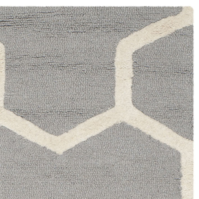 Handmade Silver and Ivory Tufted Wool 4' x 6' Rug
