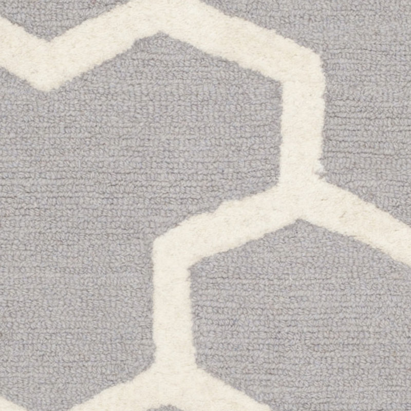 Handmade Silver and Ivory Tufted Wool 4' x 6' Rug