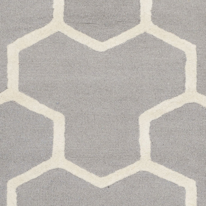 Handmade Silver and Ivory Tufted Wool 4' x 6' Rug