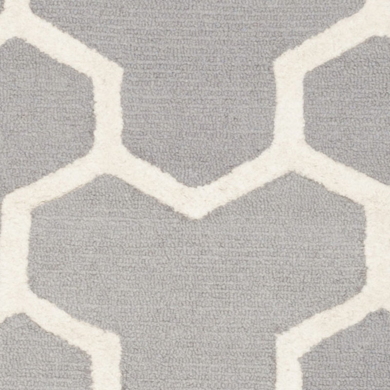 Handmade Silver and Ivory Tufted Wool 4' x 6' Rug