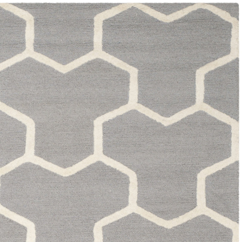 Handmade Silver and Ivory Tufted Wool 4' x 6' Rug