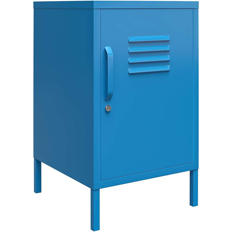Bright Blue Novogratz Cache Metal Locker End Table with Storage