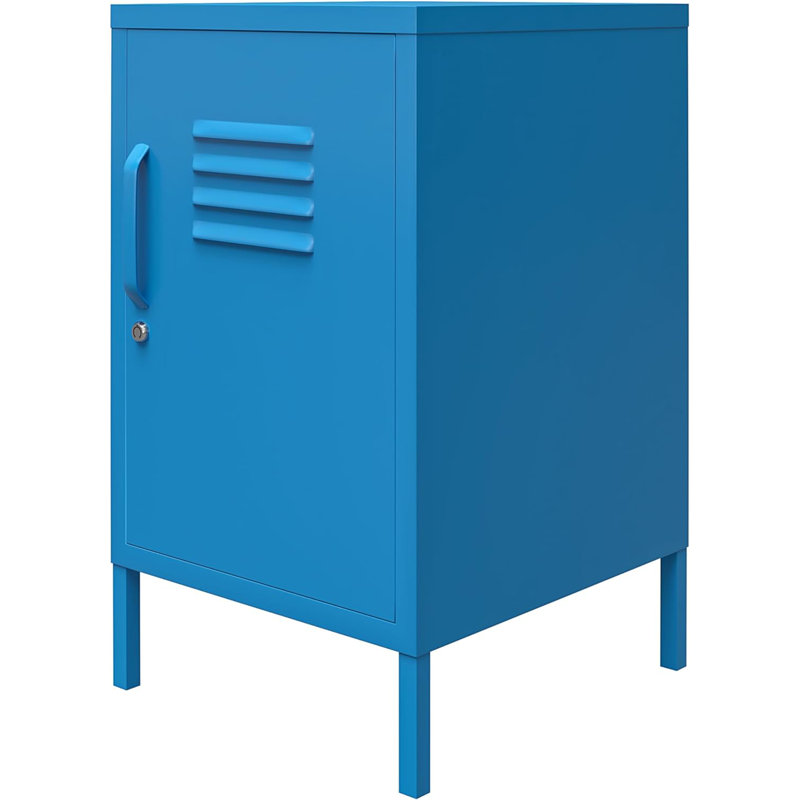Bright Blue Novogratz Cache Metal Locker End Table with Storage