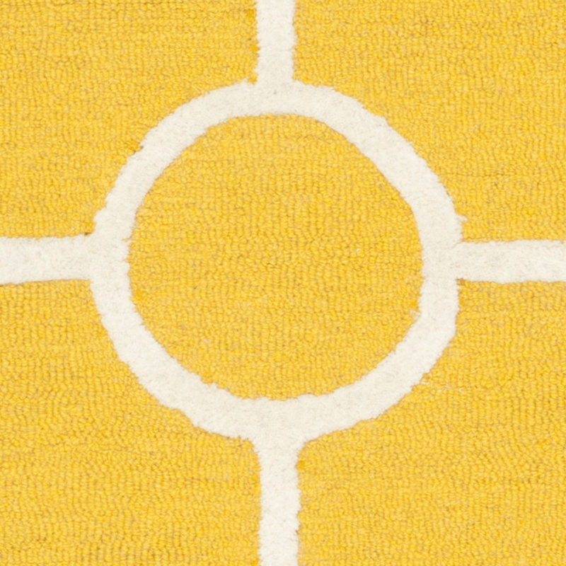 Gold and Ivory Hand-Tufted Wool Geometric 6' x 9' Rug