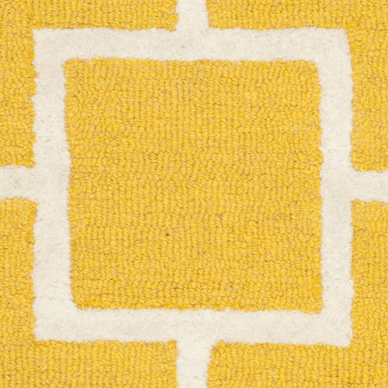 Gold and Ivory Hand-Tufted Wool Geometric 6' x 9' Rug