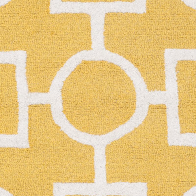 Gold and Ivory Hand-Tufted Wool Geometric 6' x 9' Rug