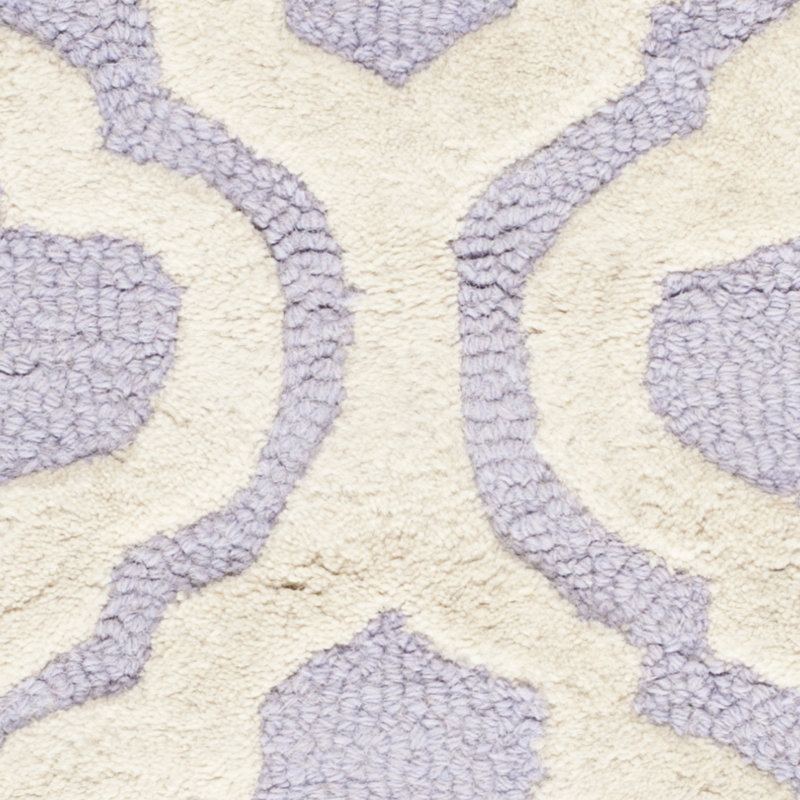 Lavender and Ivory Hand-Tufted Wool Rectangular Rug, 48" x 31.2"