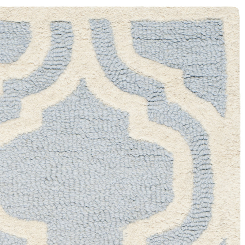 Hand-Tufted Wool Elegance Round Rug in Light Blue/Ivory, 2' x 3'