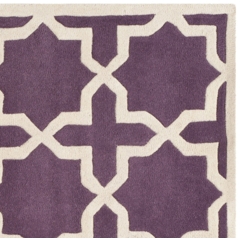 Hand-Tufted Woolen Dark Grey & Ivory Square Rug, 54" x 16"