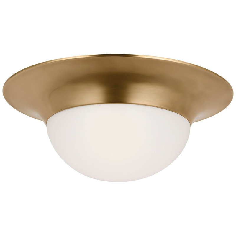 Antique Brass 24" LED Flush Mount Ceiling Light with Glass Shade