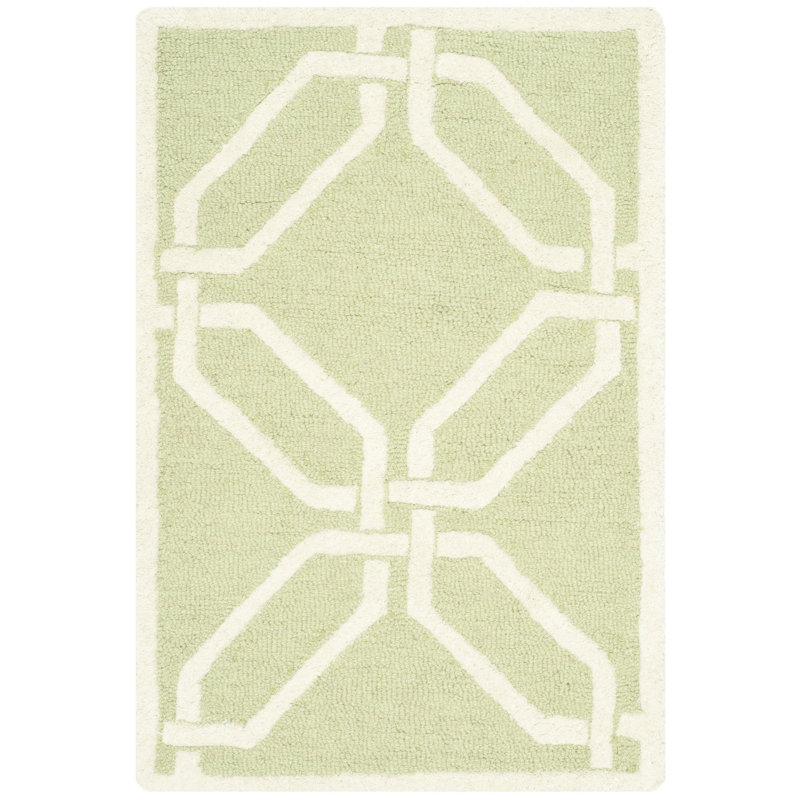 Lime and Ivory 8' x 10' Handmade Wool Tufted Rug