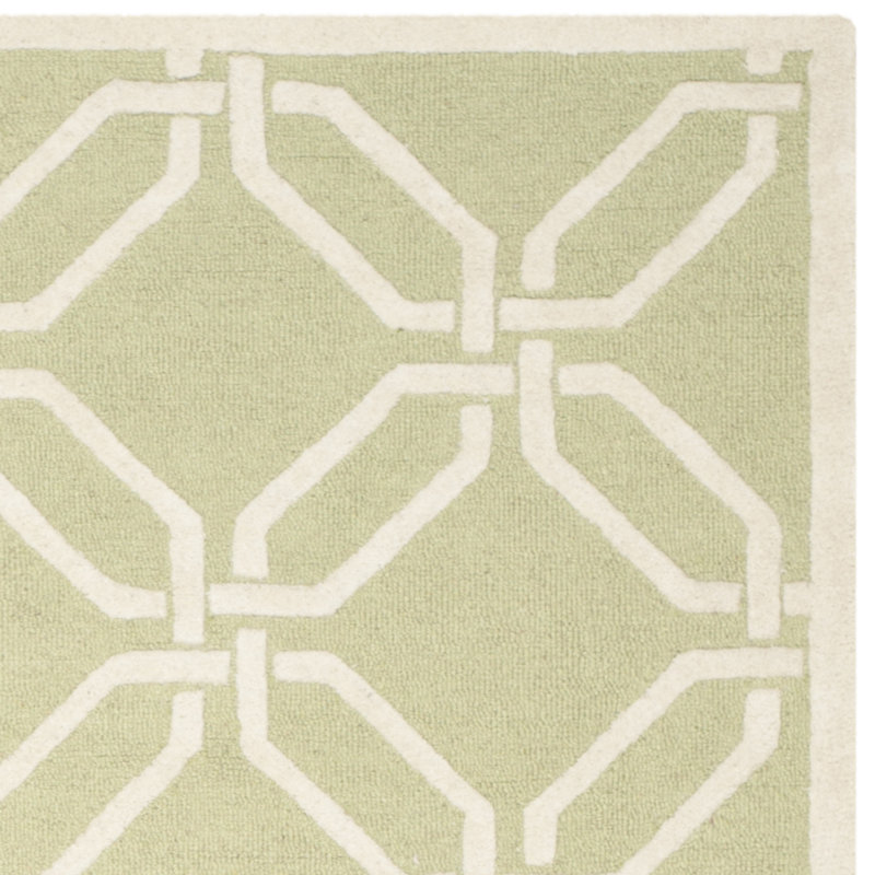 Lime and Ivory 8' x 10' Handmade Wool Tufted Rug